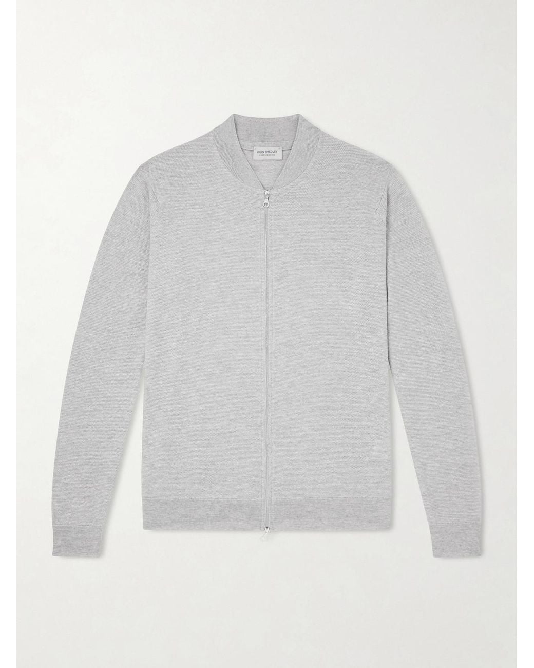 John Smedley White 16.Singular Merino Wool Zip-Up Cardigan for men