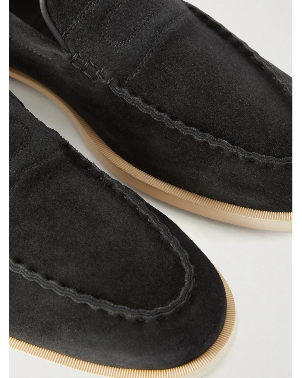 John Lobb Black Pace Suede Loafers for men