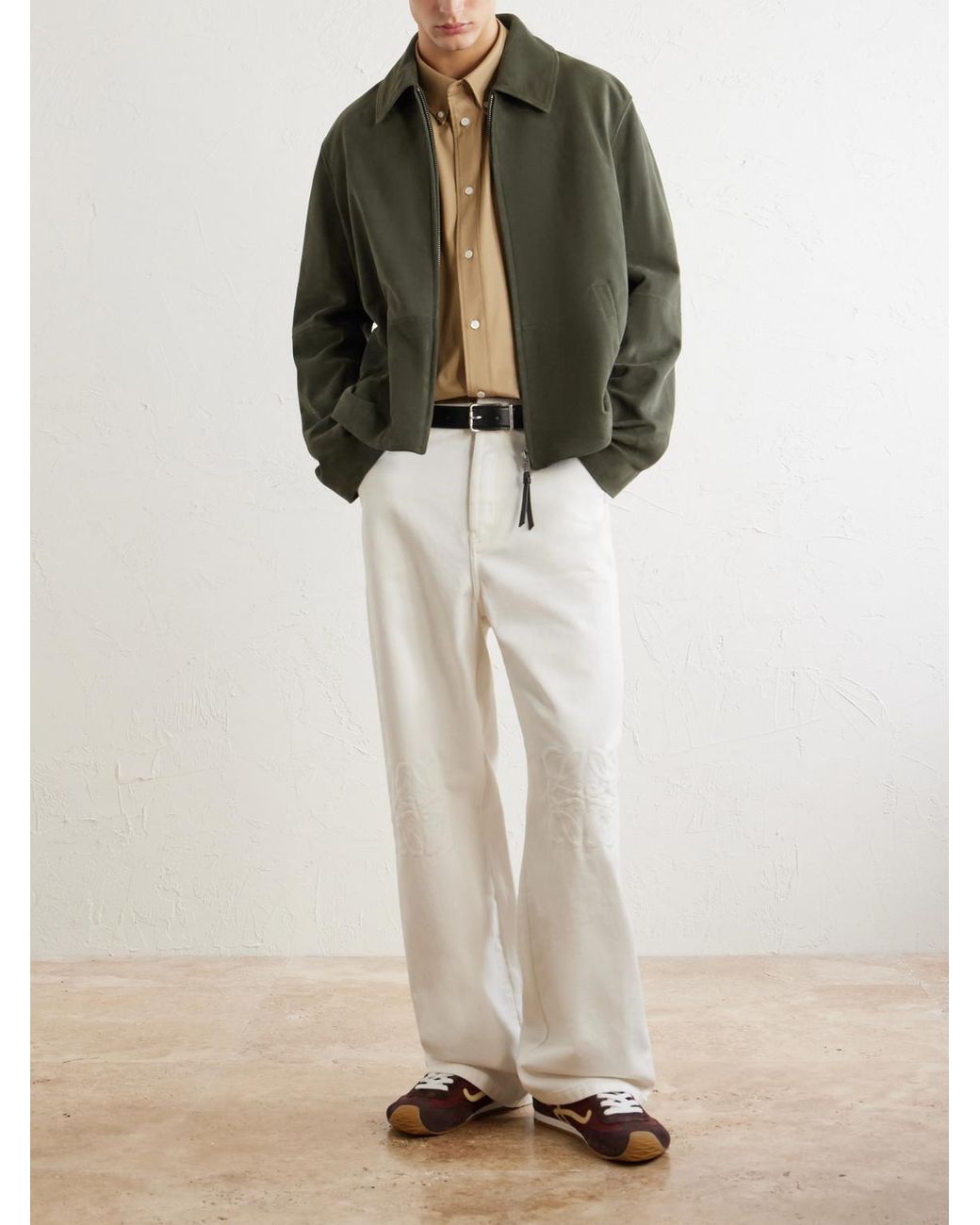 Loewe Green Suede Jacket for men
