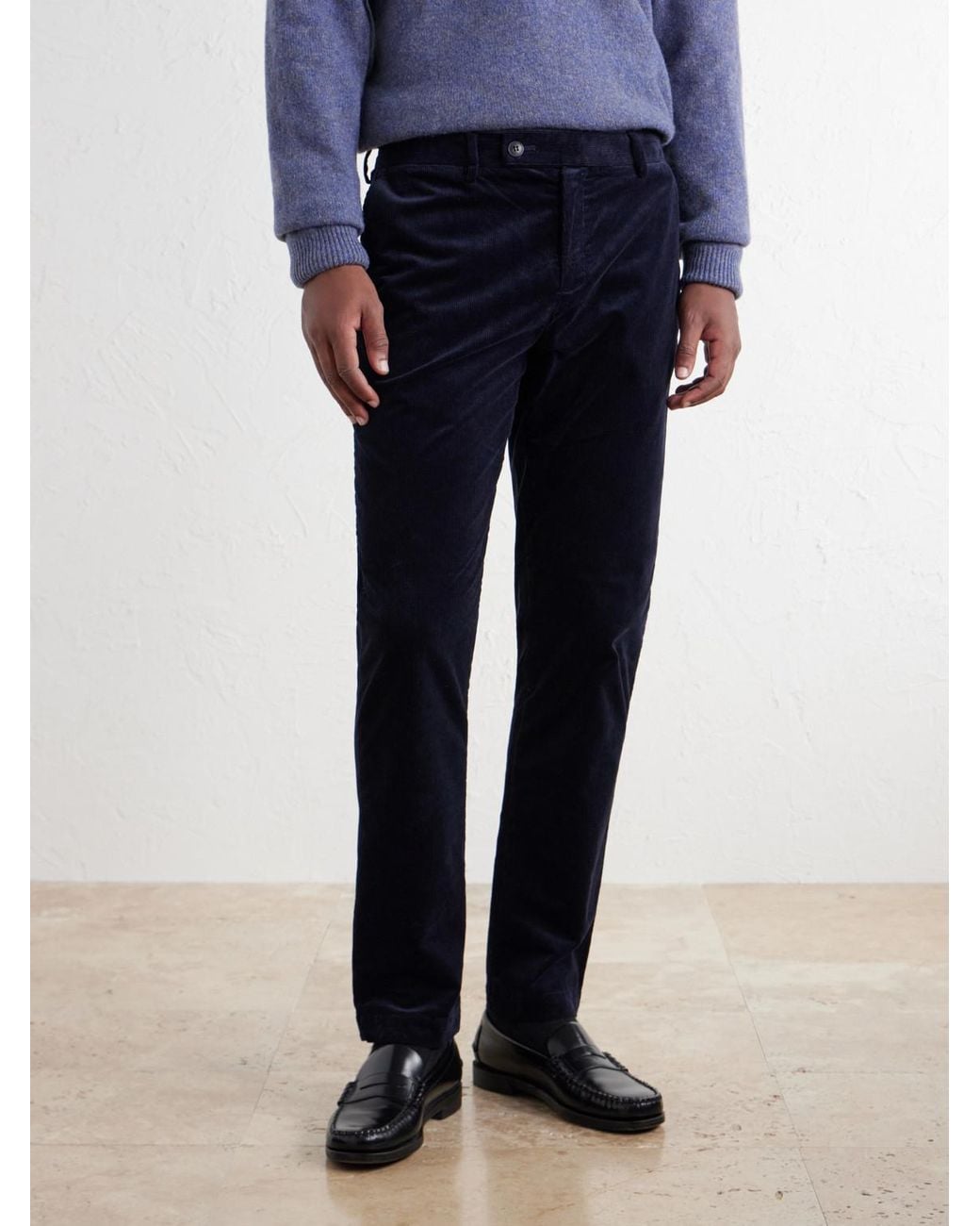 Sunspel Blue Straight-Leg Cotton-Corduroy Suit Trousers for men