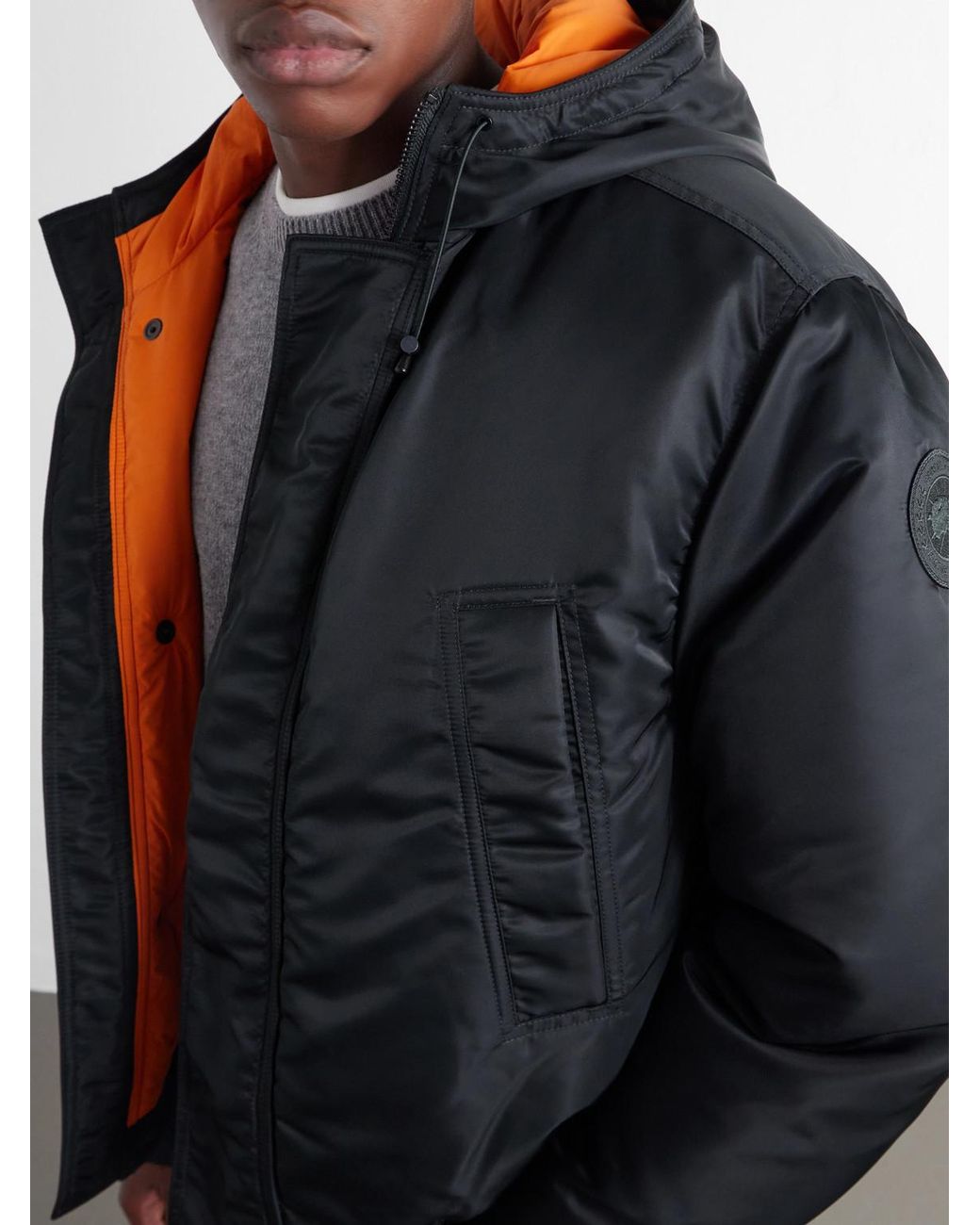 Canada Goose Black Windrow Twill Hooded Down Bomber Jacket for men