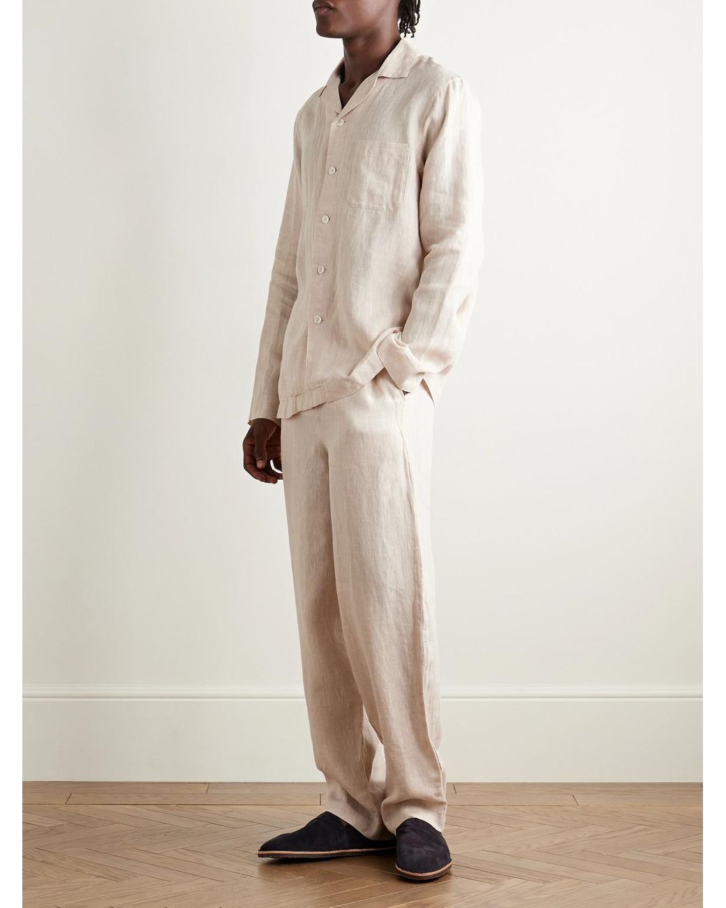 Derek Rose Natural Sicily 1 Linen Pyjama Set for men