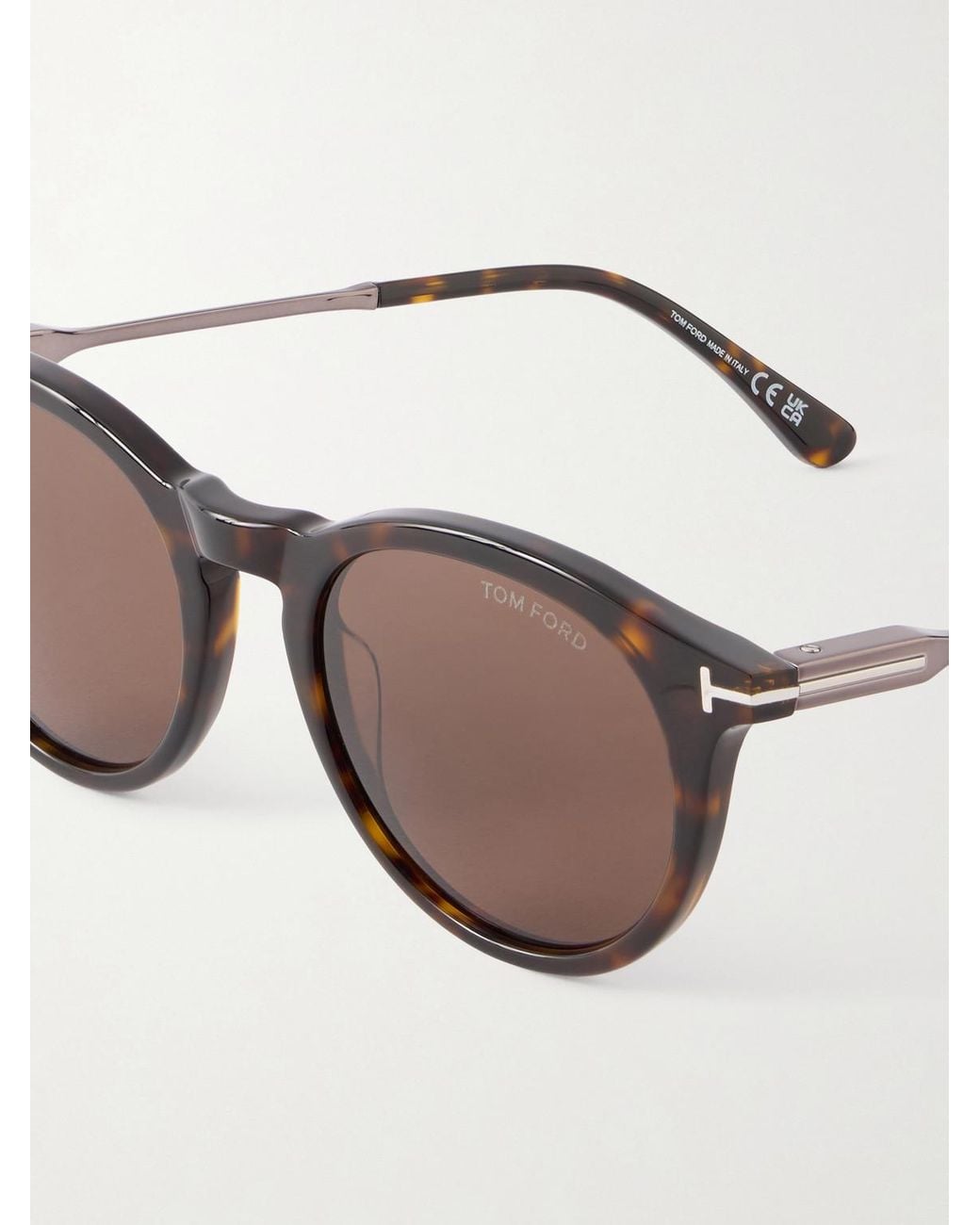Tom Ford Brown Olivier-02 Round-Frame Tortoiseshell Acetate Sunglasses for men