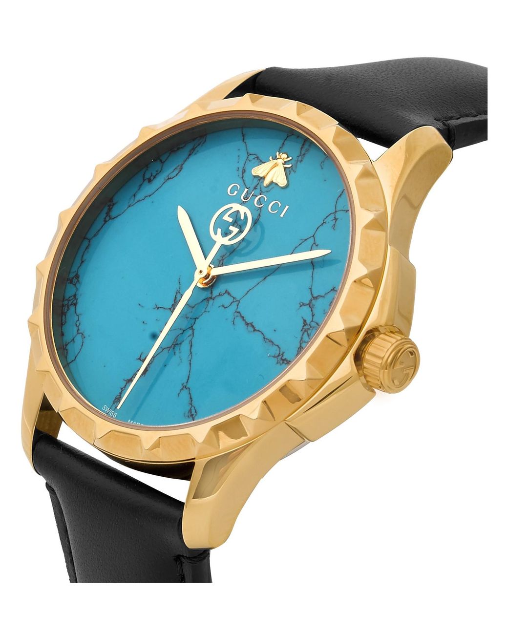 Gucci Gold Pvd-plated And Leather Watch in Blue for Men | Lyst Australia