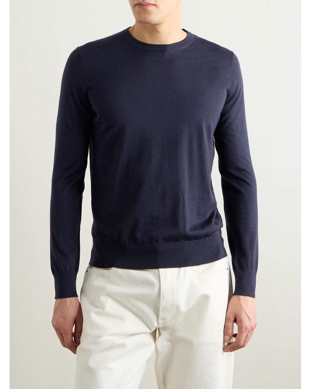 Zegna Blue Cashmere And Silk-Blend Sweater for men