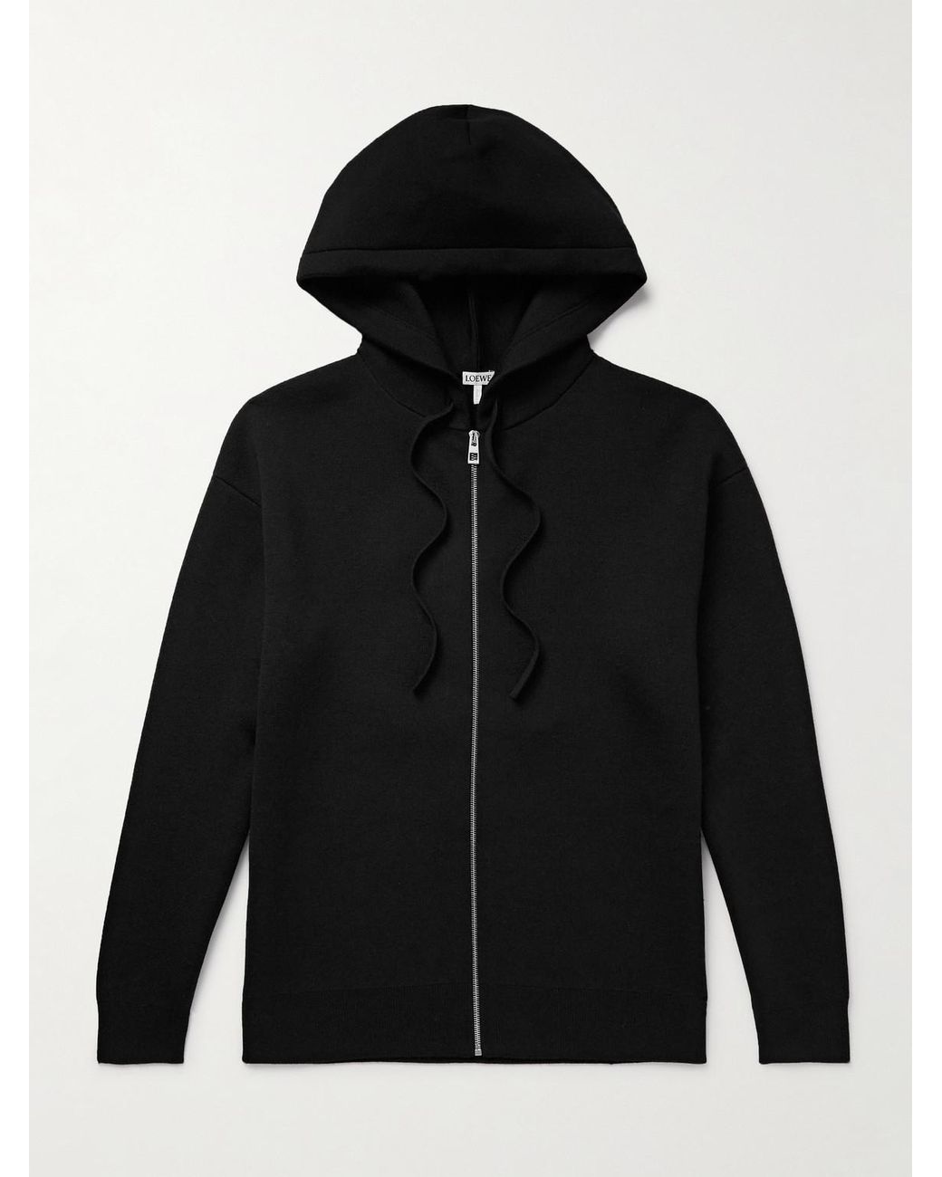 Loewe Black Logo-Embossed Wool-Blend Zip-Up Hoodie for men