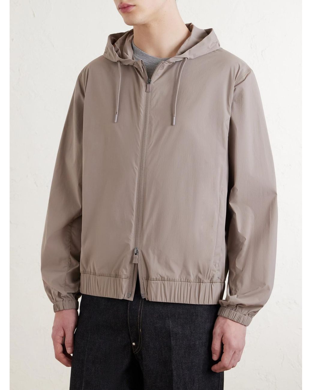 Herno Gray Hooded Shell Blouson Jacket for men