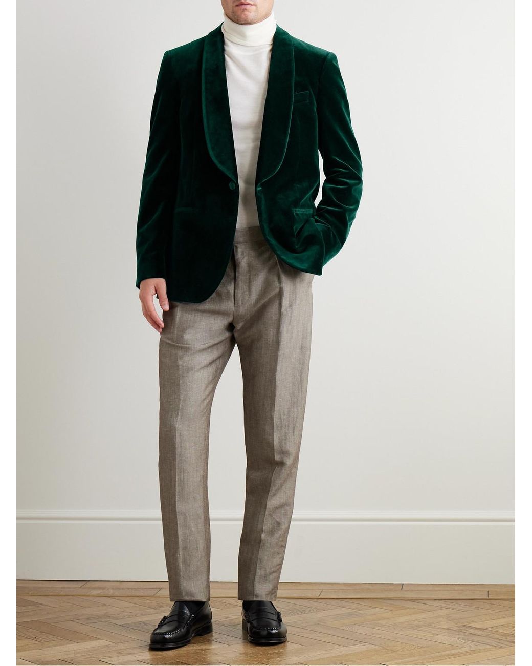 Mr P. Green Slim-Fit Shawl-Collar Cotton-Velvet Tuxedo Jacket for men