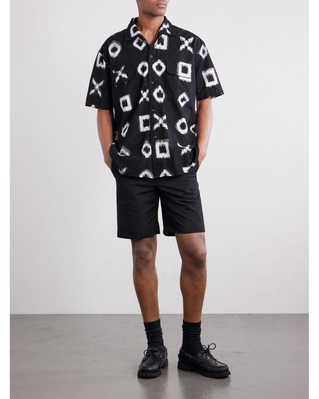Monitaly Black Milano Cotton-Jacquard Shirt for men