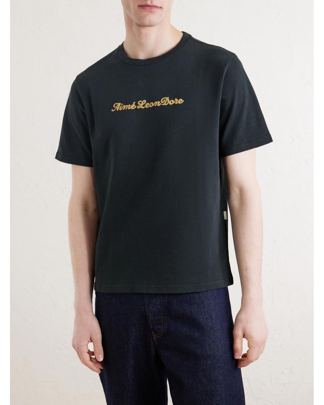 Aimé Leon Dore Black Logo-Print Cotton-Jersey T-Shirt for men