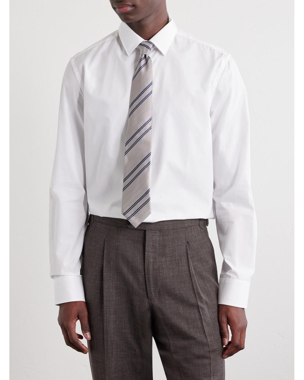 Canali White Oai Classic-Collar Cotton Shirt for men