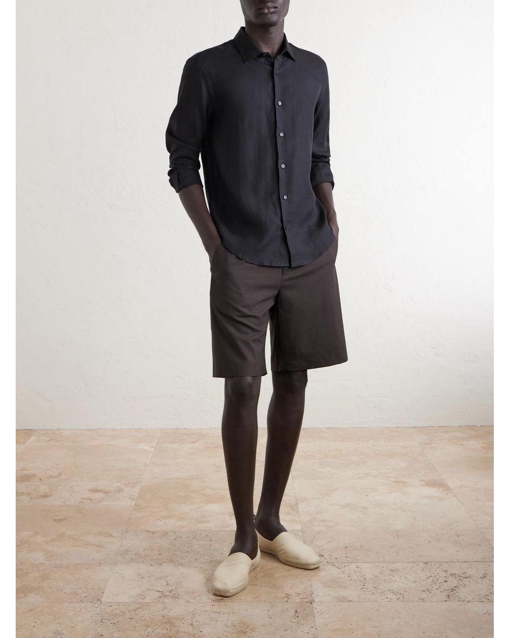 Orlebar Brown Blue Giles Linen Shirt for men