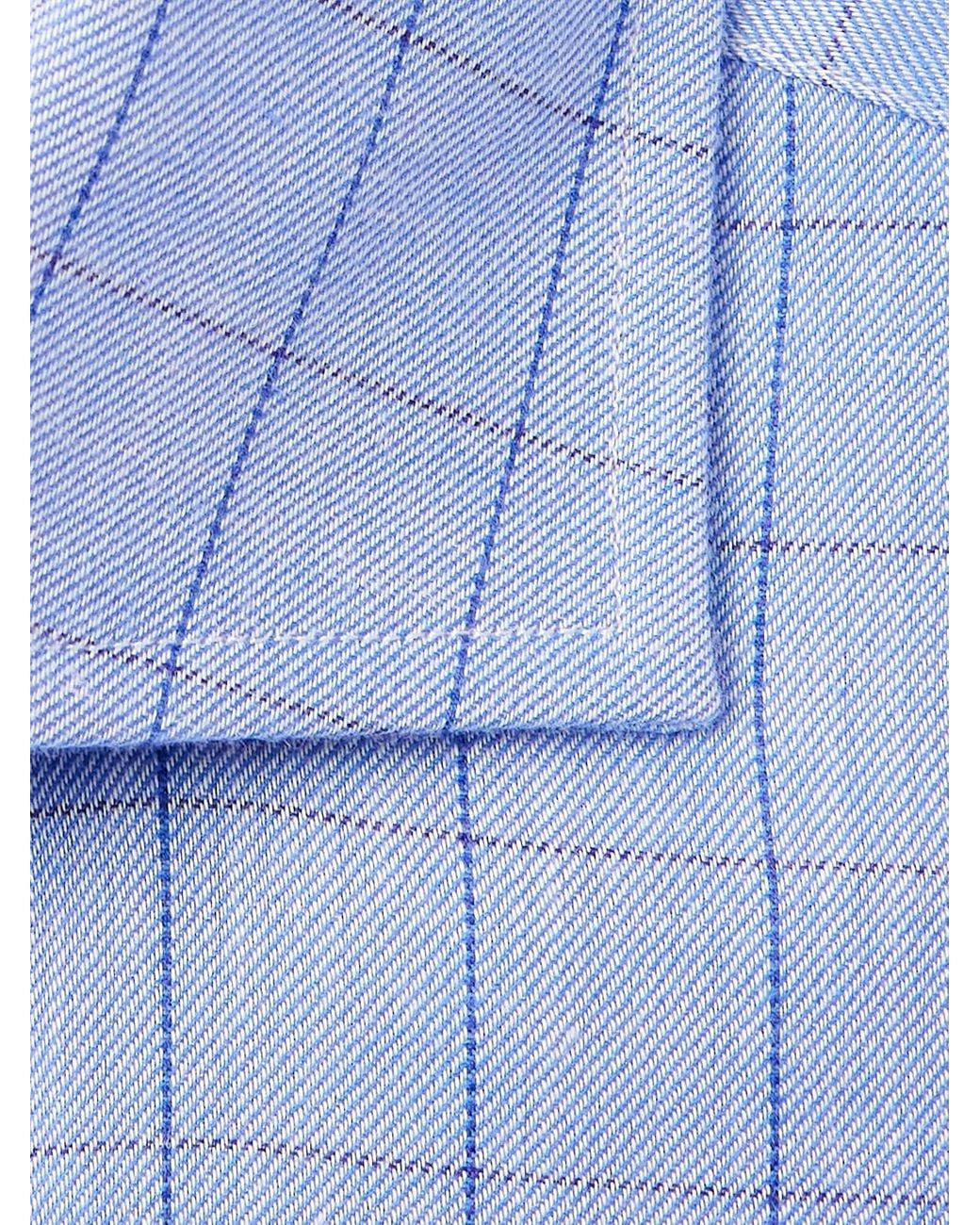Dunhill Blue Giza Cutaway-collar Checked Cotton And Cashmere-blend Shirt for men