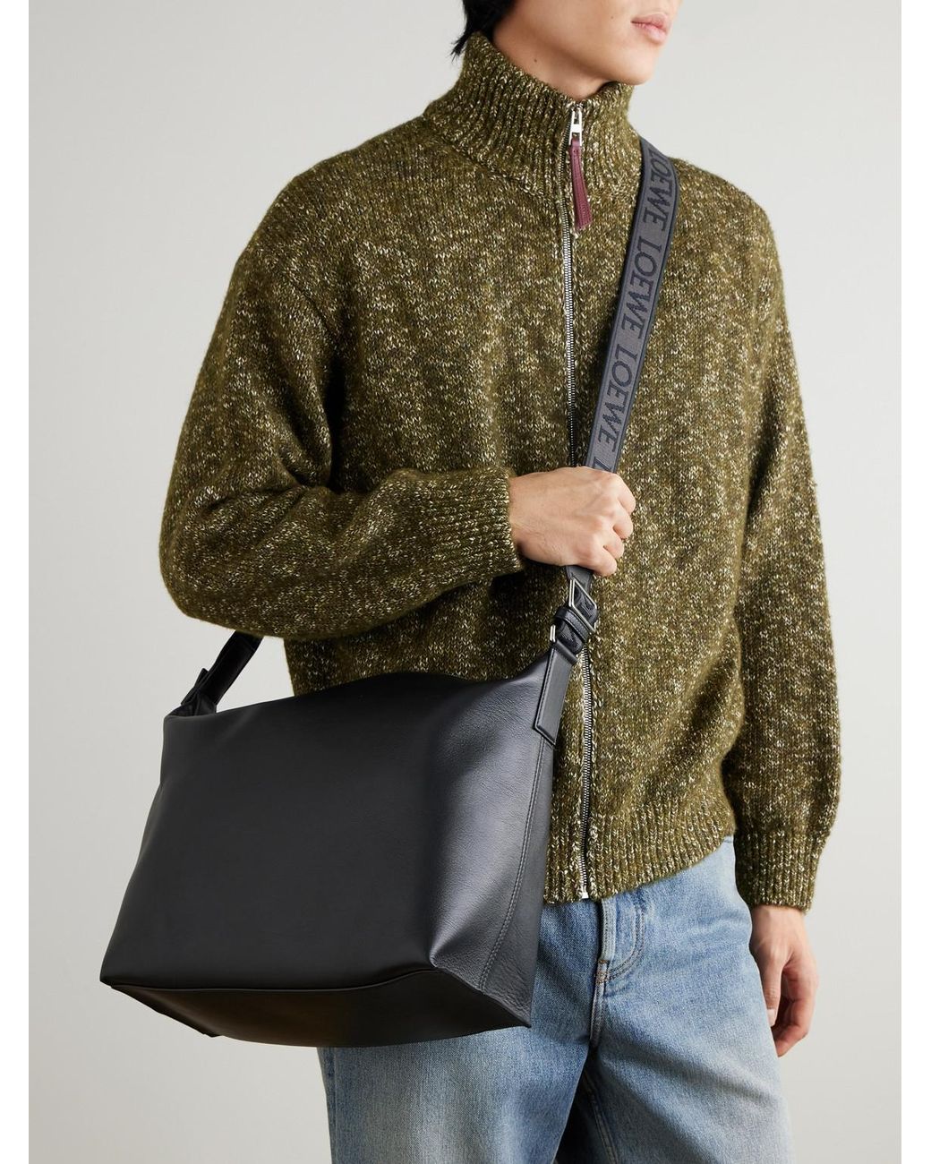 Loewe Black Cubi Leather Messenger Bag for men
