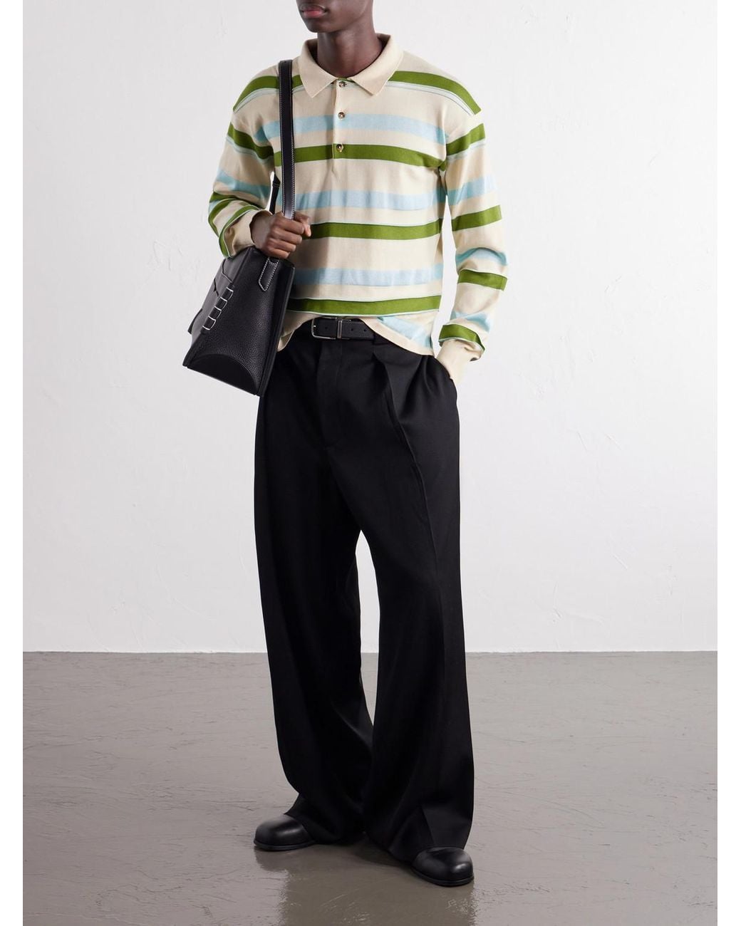 J.W. Anderson Green Rugby Striped Cotton-Blend Polo Shirt for men