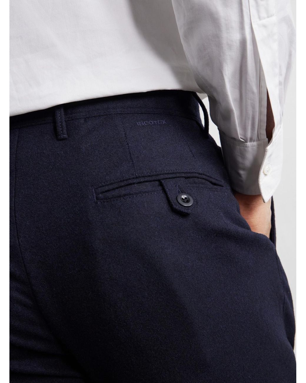 Slowear Blue Incotex Pleated Tapered Wool-Blend Flannel Trousers for men