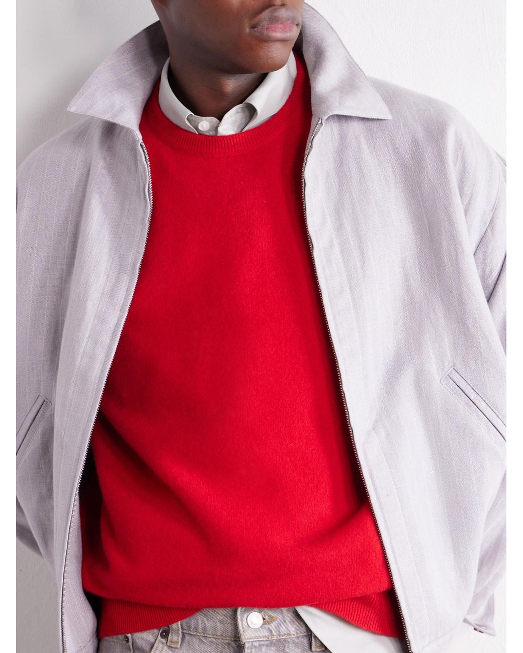 Ssstein Red Fulled Wool Sweater for men
