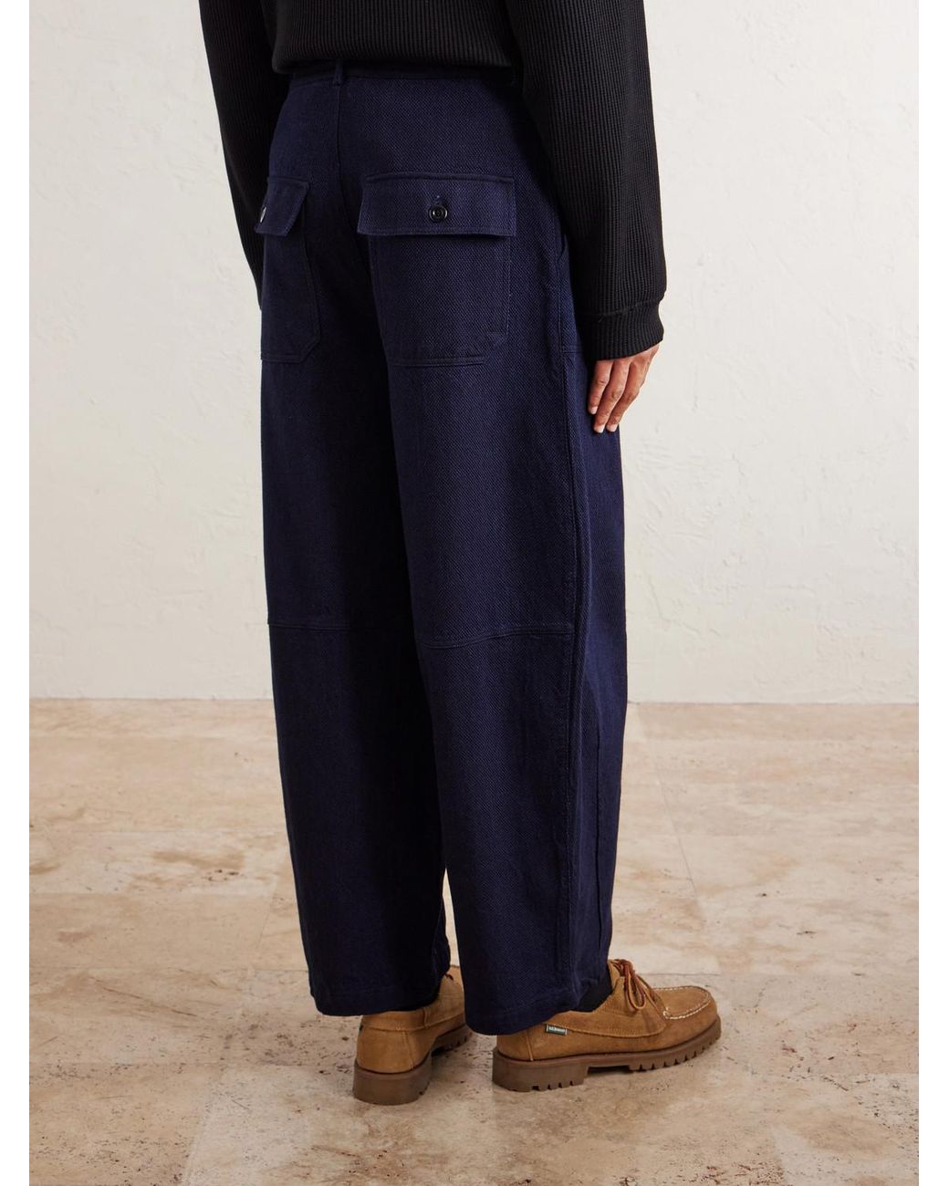 FRIZMWORKS Blue Wide-Leg Sashiko Jeans for men