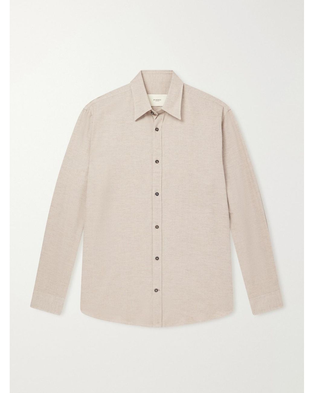 James Purdey & Sons Natural Cotton-Herringbone Shirt for men