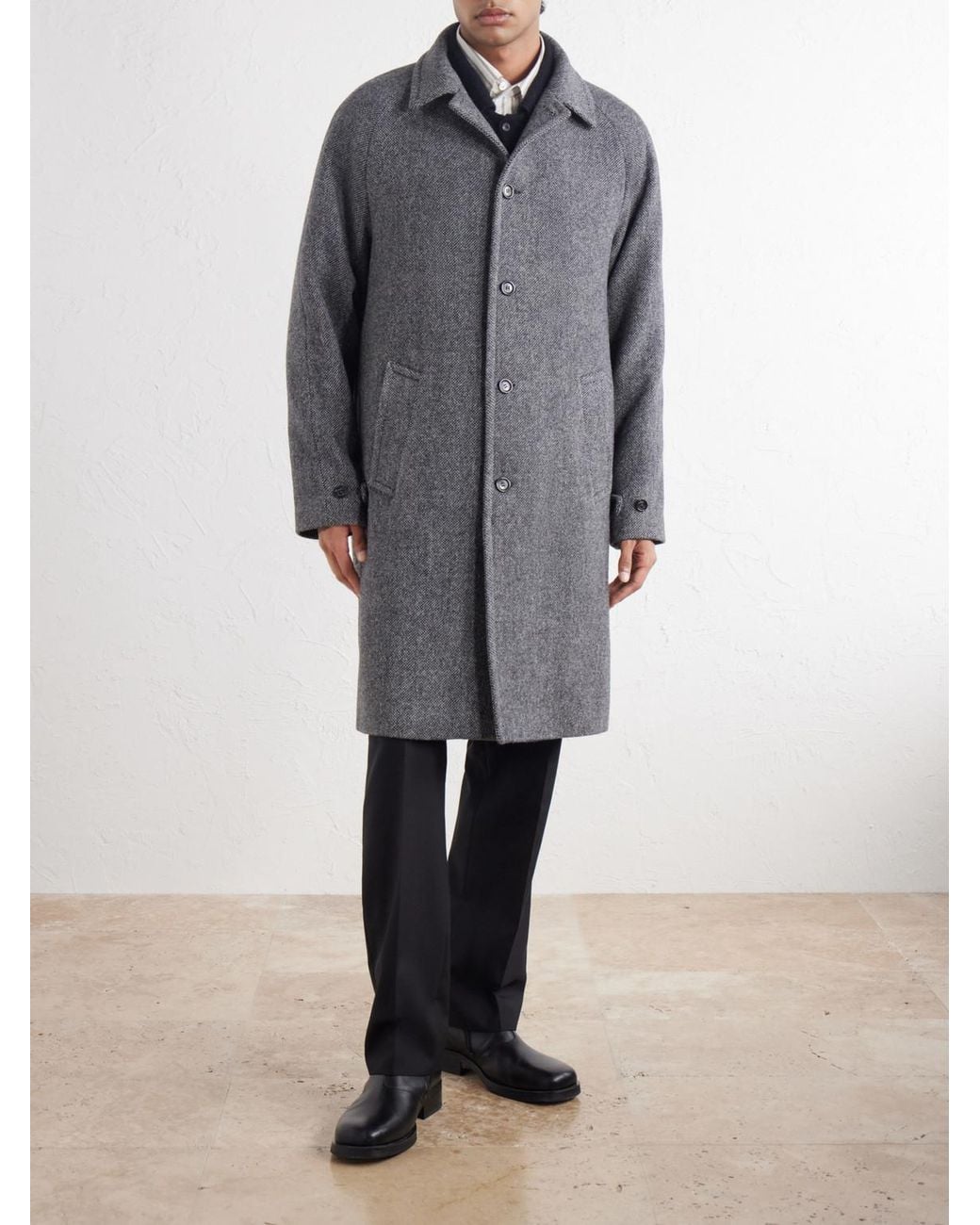 Valstar Gray Vittorio Virgin Wool Twill Coat for men
