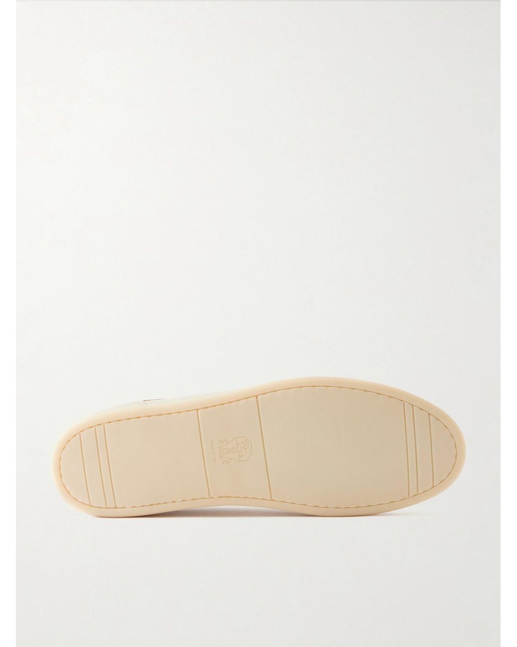 Brunello Cucinelli Natural Suede-Trimmed Leather Sneakers for men