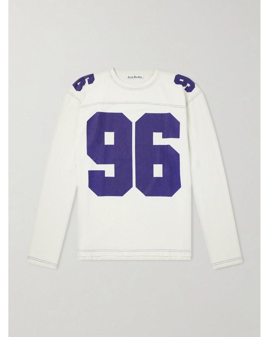 Acne Blue Exfold Printed Cotton-Jersey T-Shirt for men