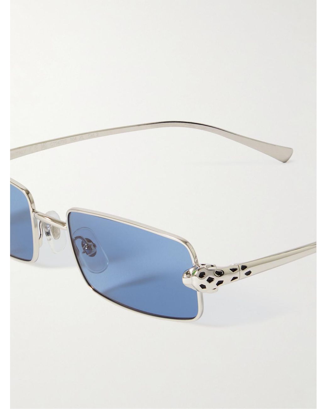 Cartier Blue Panthère De Cartier Square-Frame-Tone Metal Sunglasses for men