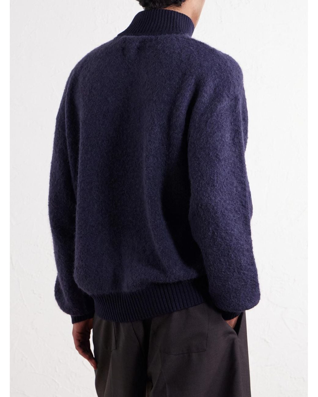 Aimé Leon Dore Blue Wool-Blend Felt Half-Zip Sweater for men
