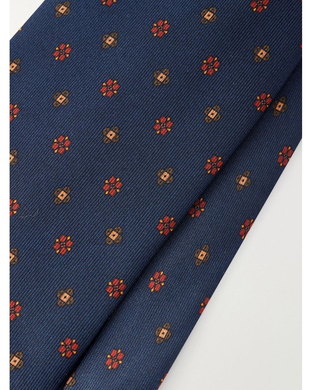 Rubinacci Blue 8Cm Printed Silk-Twill Tie for men