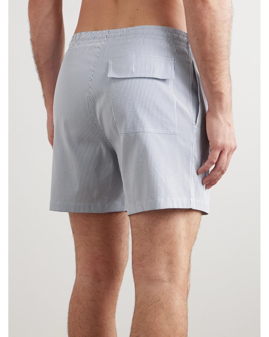 Loro Piana Blue Daneu Straight-Leg Mid-Length Striped Swim Shorts for men