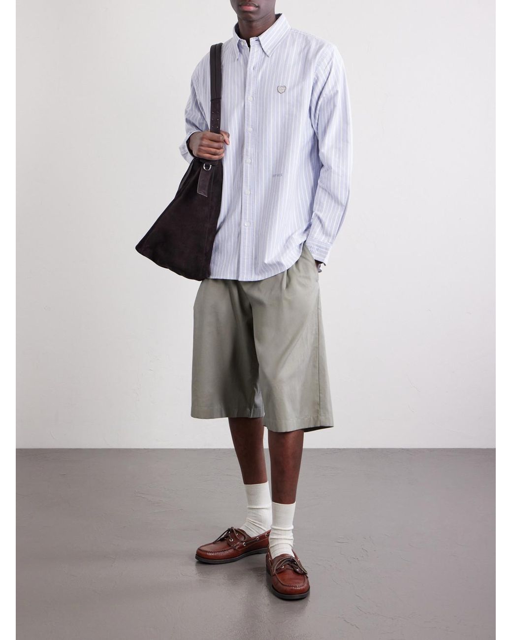Human Made White Button-Down Collar Logo-Appliquéd Striped Cotton Shirt for men