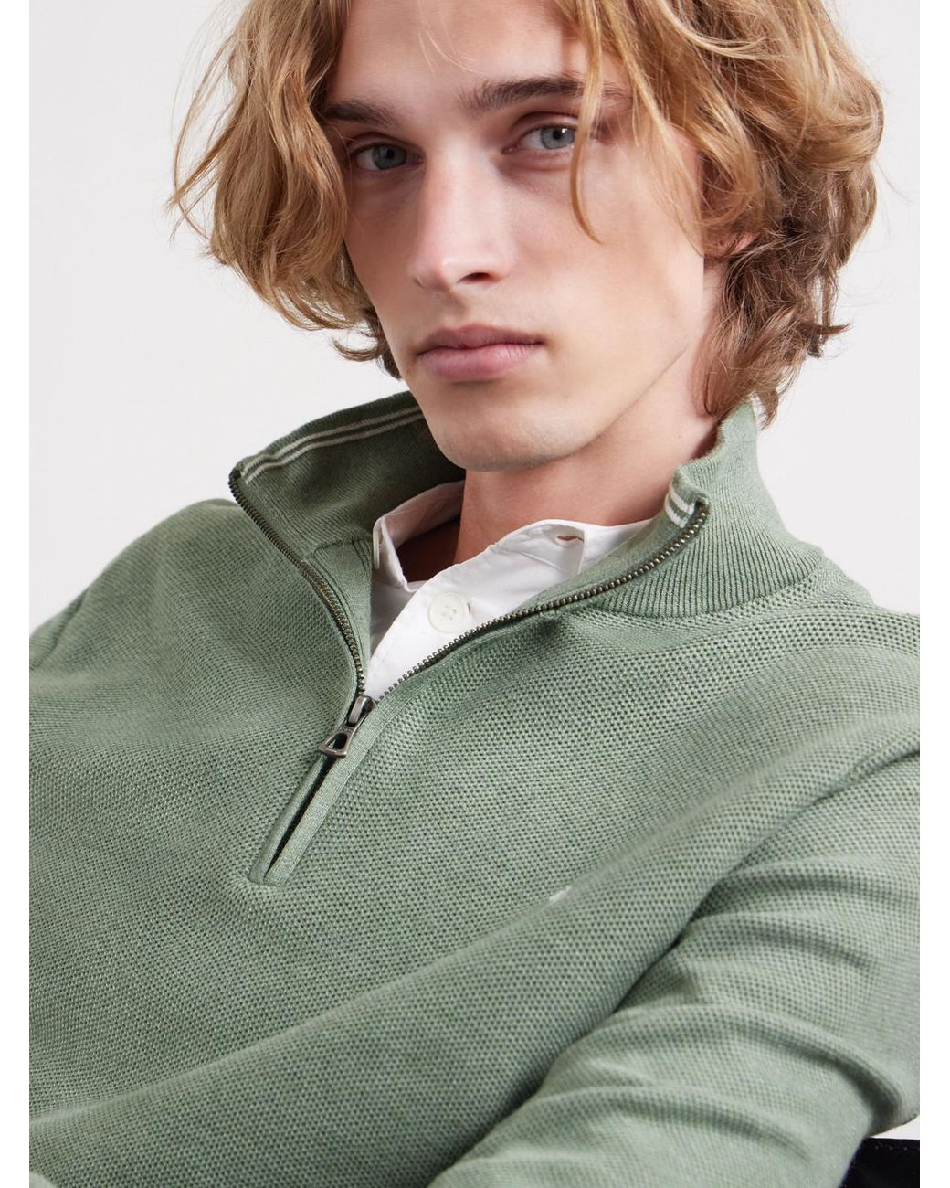 Polo Ralph Lauren Green Logo-Embroidered Cotton Half-Zip Sweater for men