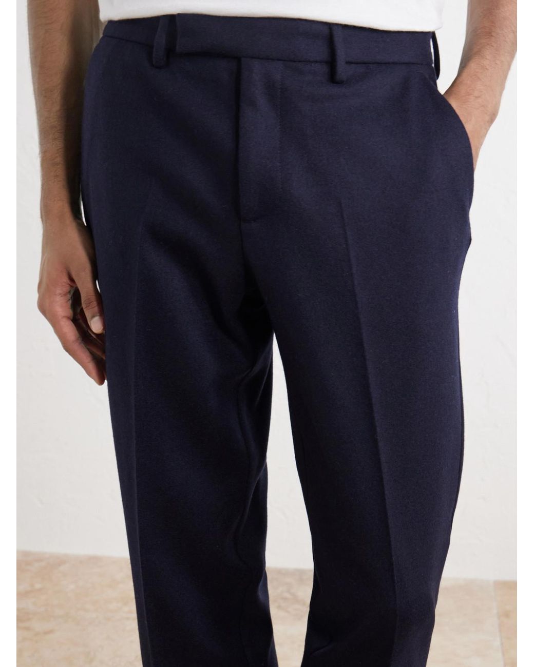 Sunspel Blue Straight-Leg Wool Trousers for men