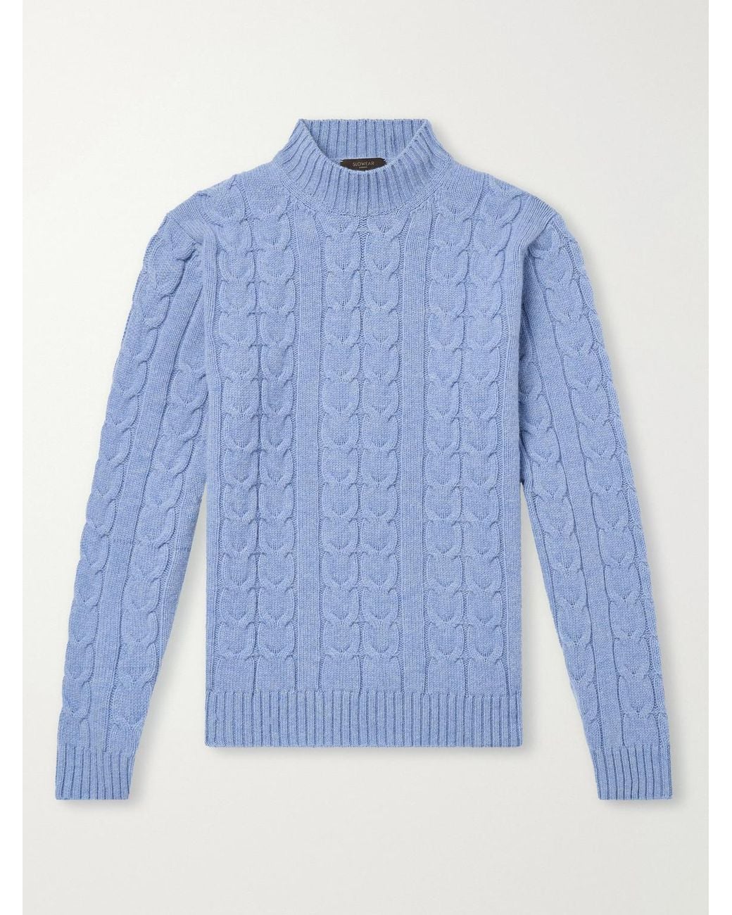 Slowear Blue Zanone Slim-Fit Cable-Knit Virgin Wool Sweater for men