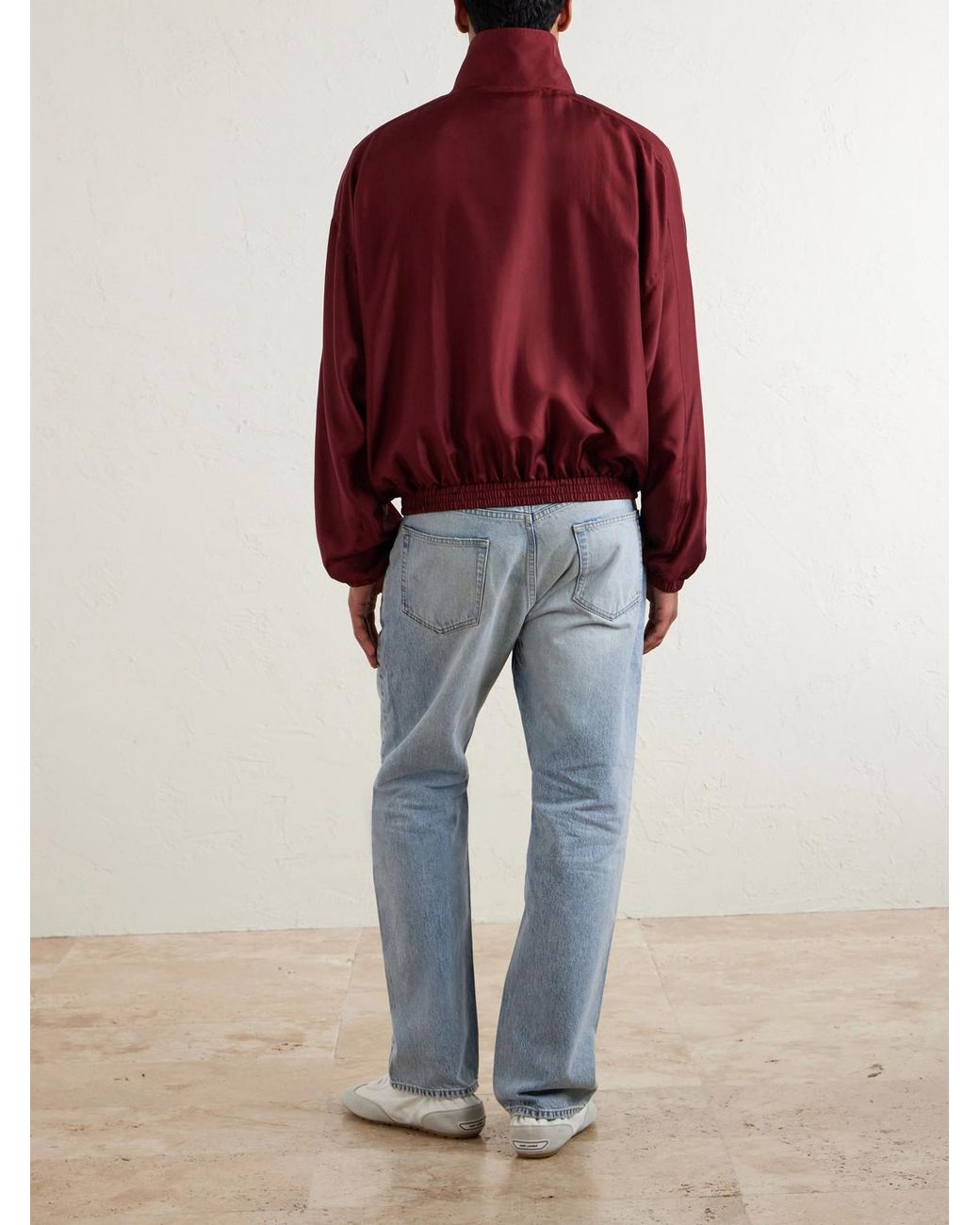 Saint Laurent Red Silk-Habotai Blouson Jacket for men