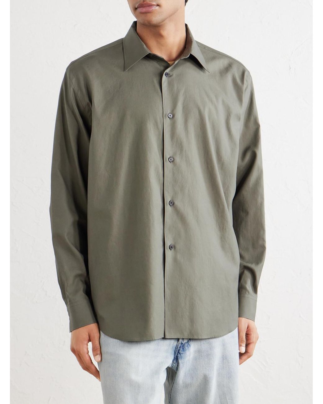 Auralee Gray Finx Cotton-Poplin Shirt for men