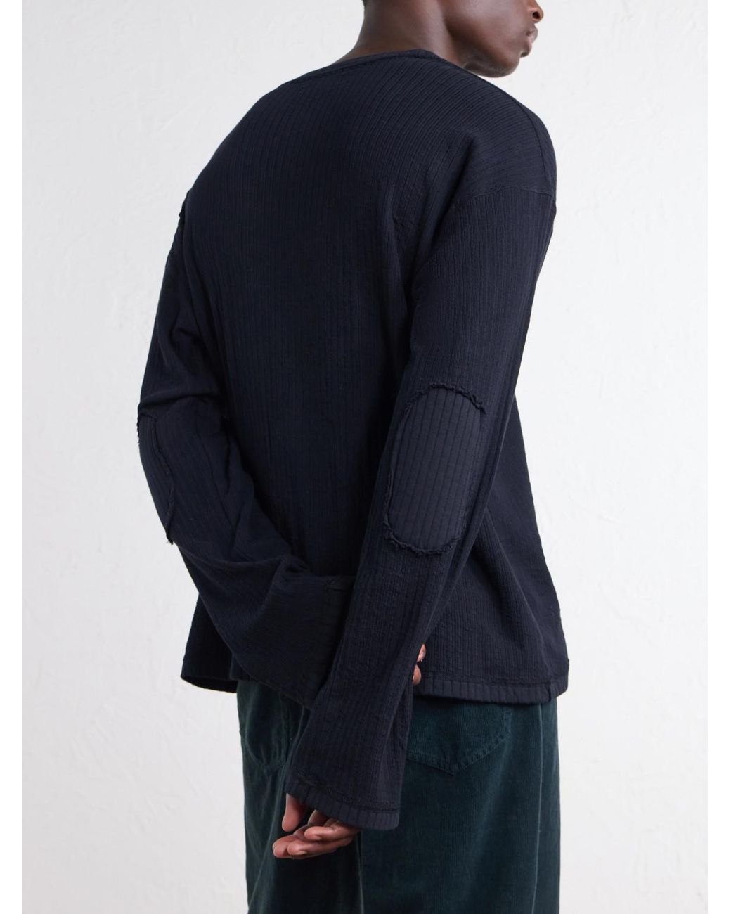 mfpen Blue Ribbed Organic Cotton Sweater for men