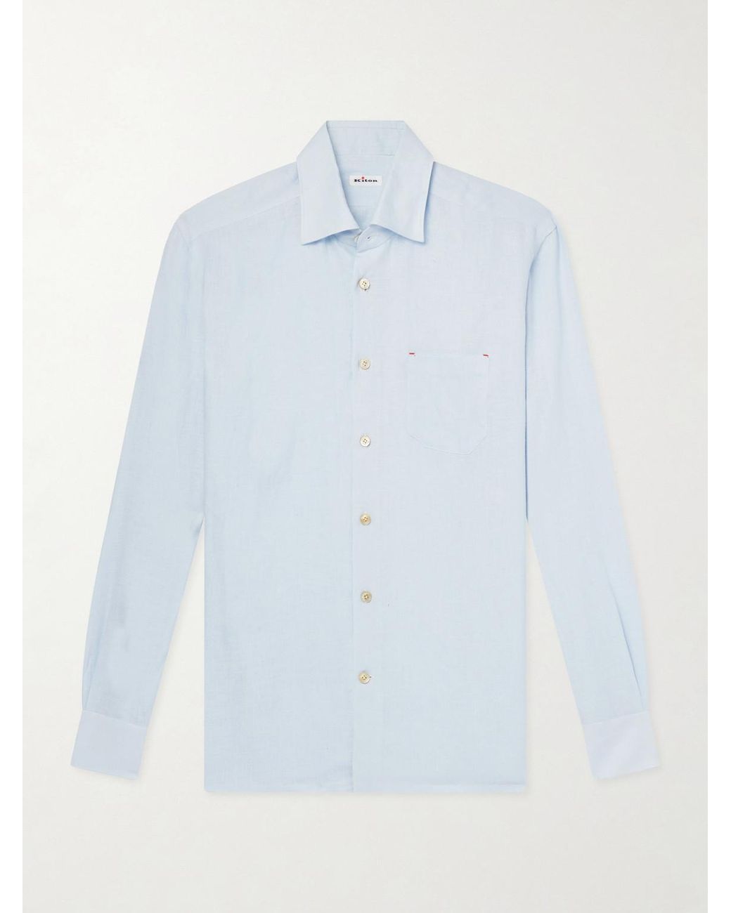 Kiton Blue Linen Shirt for men