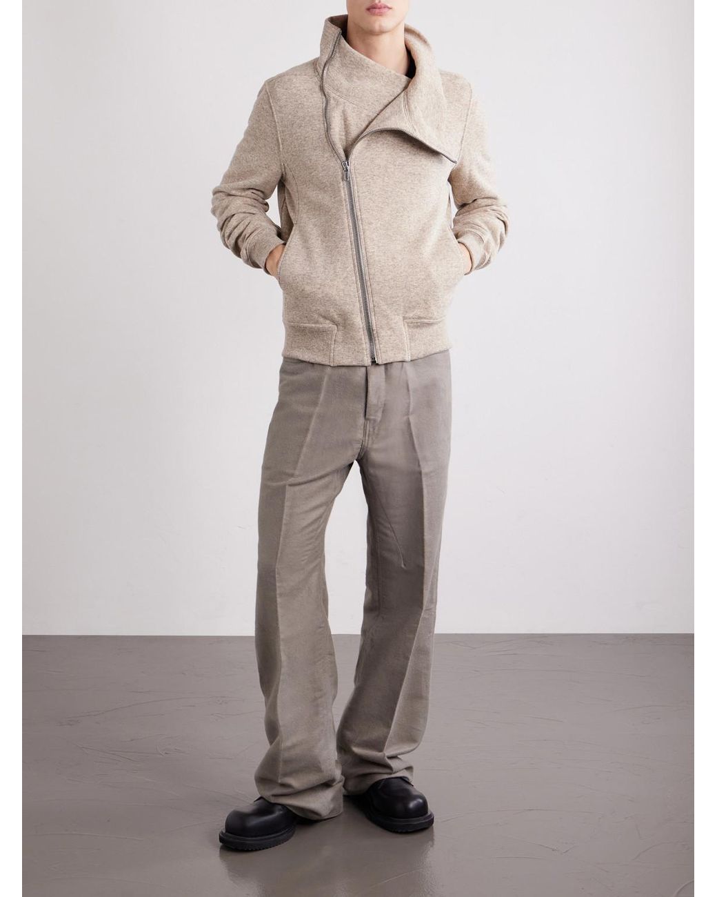 Rick Owens Natural Bauhaus Wool And Cotton-Blend Zip-Up Sweater for men