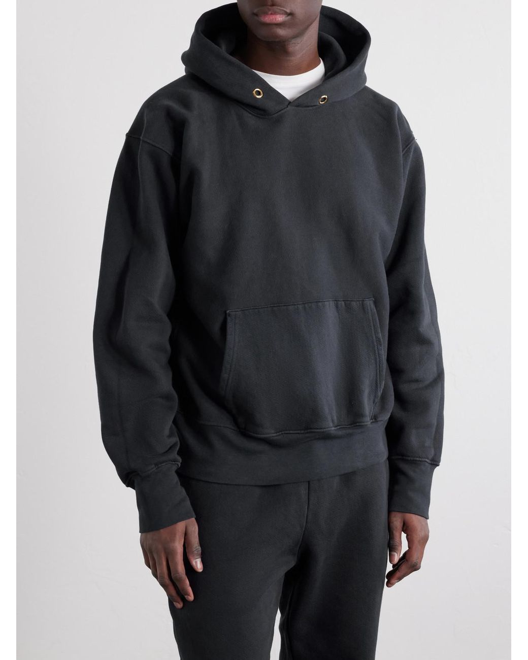 Les Tien Blue Heavyweight Structured-Fleece Cotton-Jersey Hoodie for men