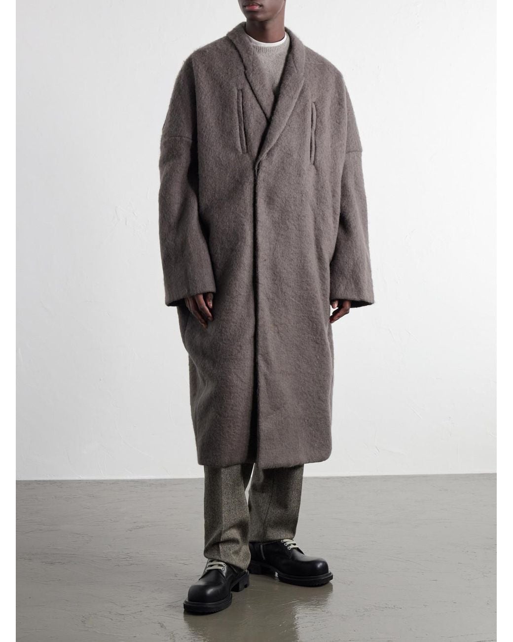 Rick Owens Gray Poiret Alpaca And Wool-Blend Coat for men