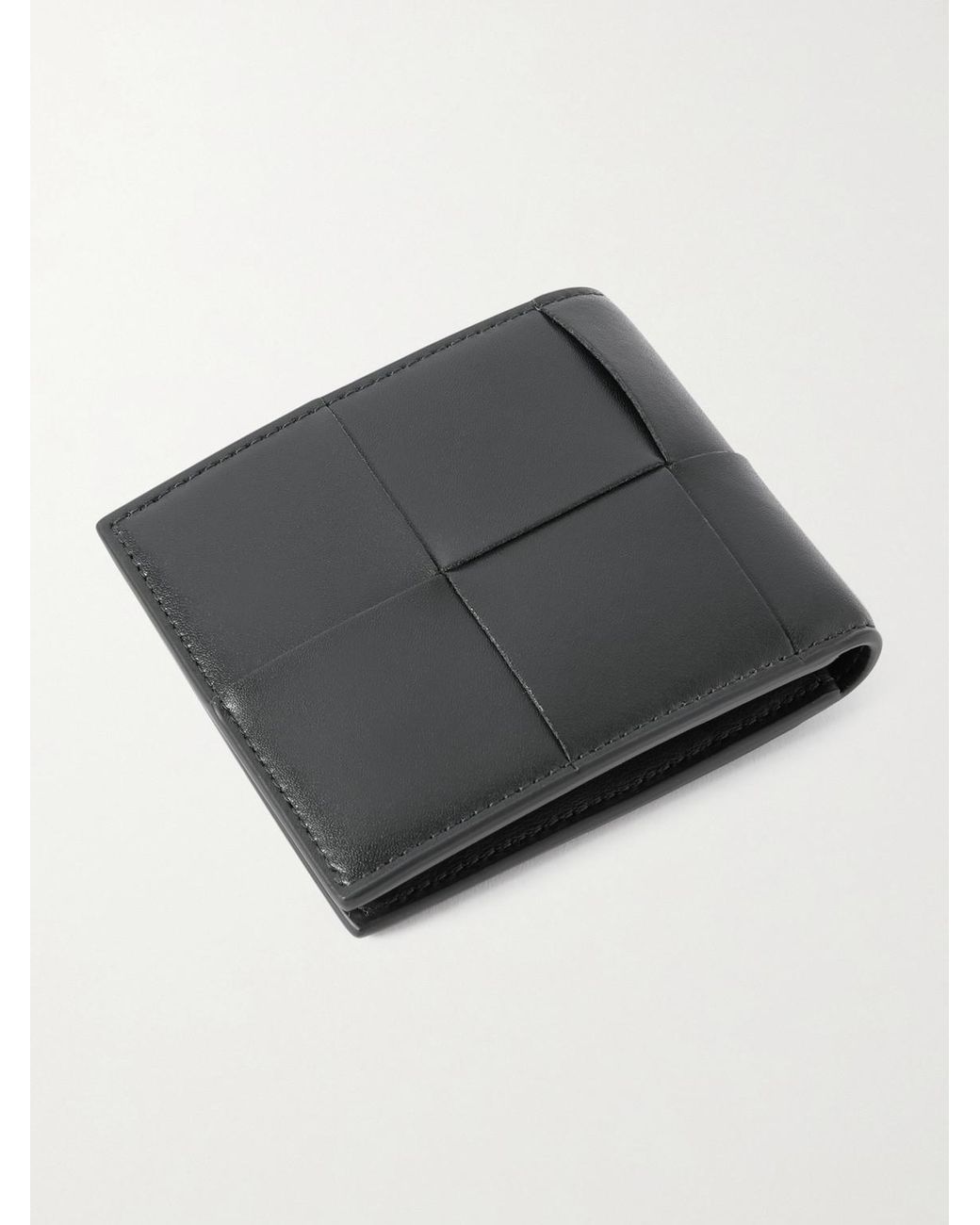 Bottega Veneta Black Intrecciato Leather Billfold Wallet for men