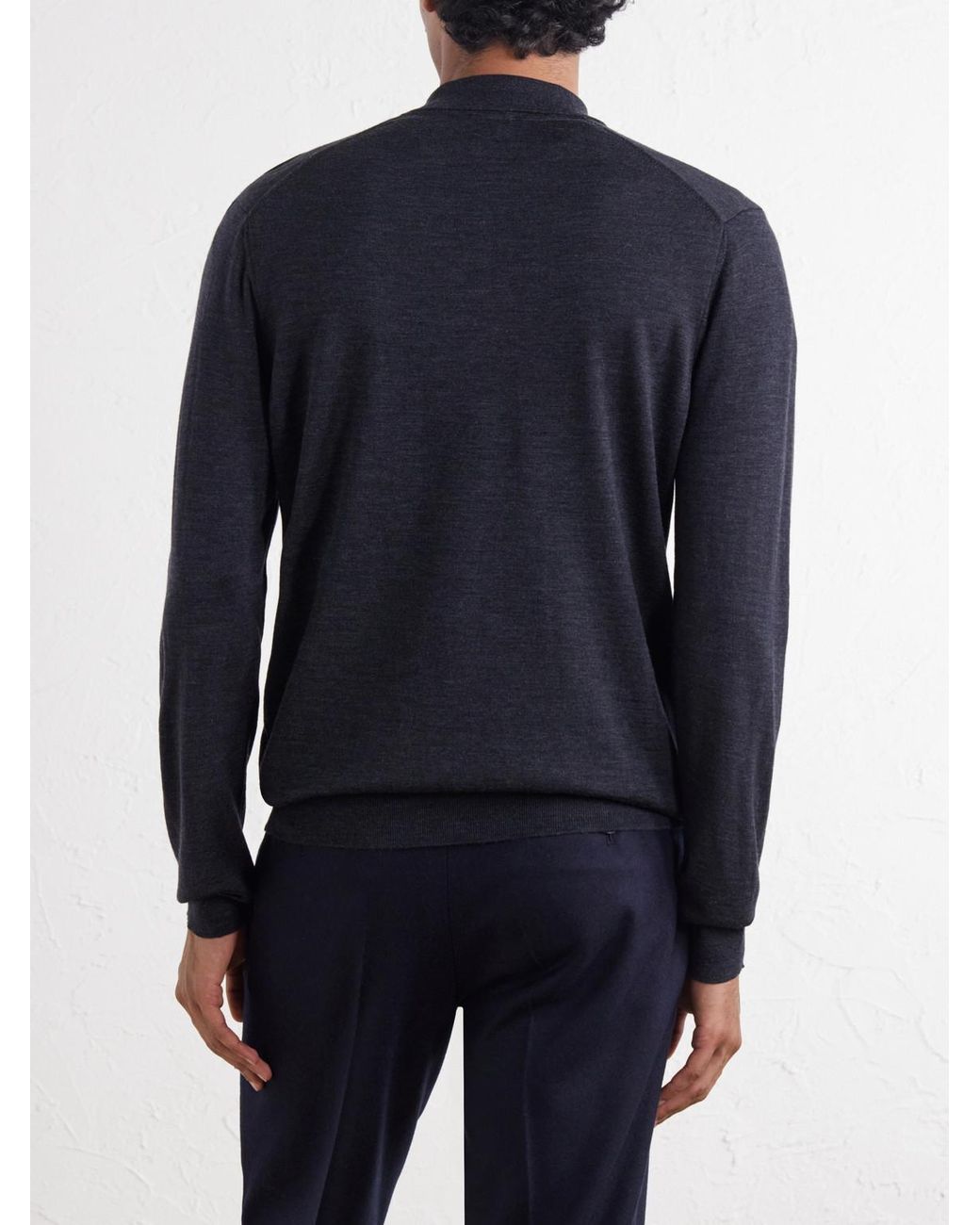 Sunspel Blue Merino Wool Sweater for men