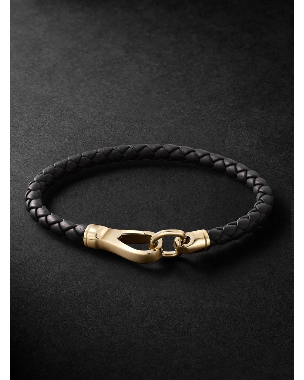 John Hardy Black Braided Leather And 14-Karat Bracelet for men
