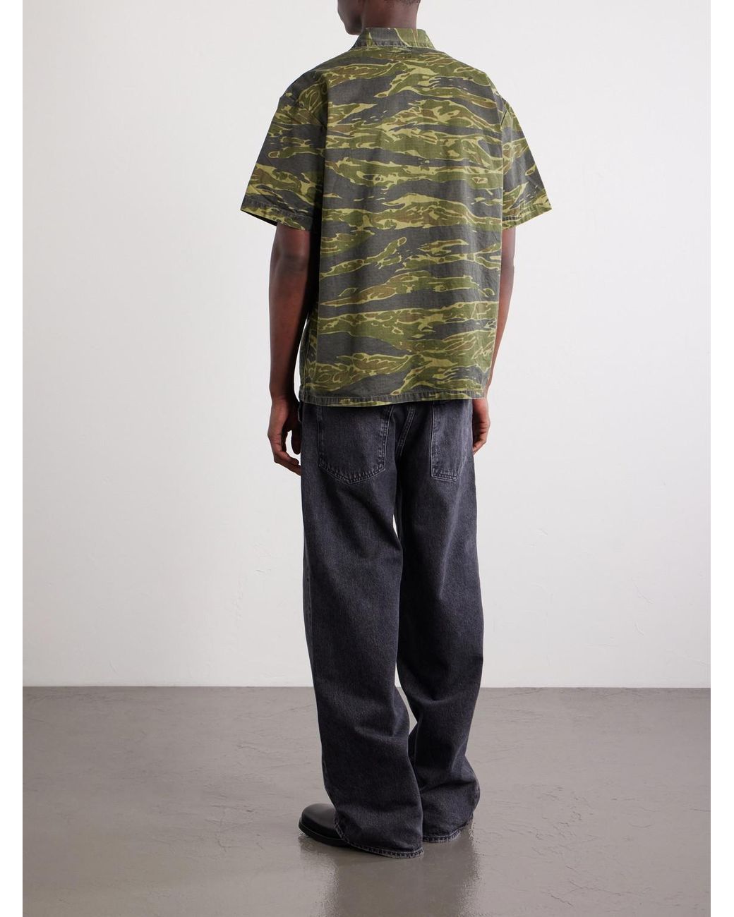 Orslow Green Camouflage-print Cotton-riptop Shirt for men