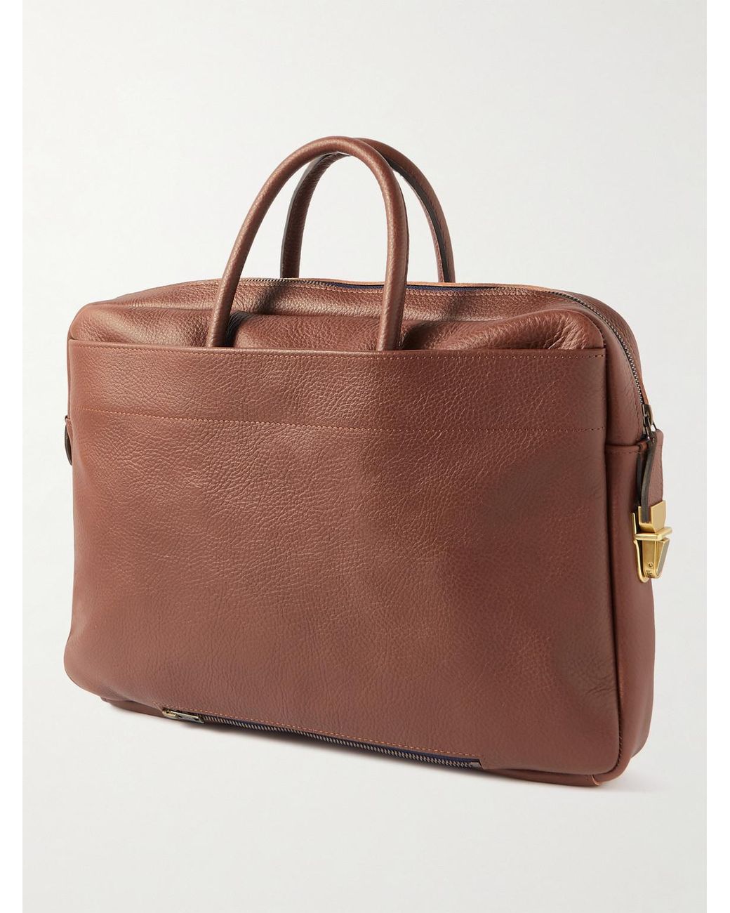 Bleu De Chauffe Brown Full-Grain Leather Briefcase for men