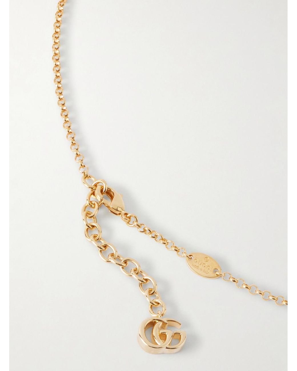 Gucci White Crest- And-Tone Pendant Necklace for men