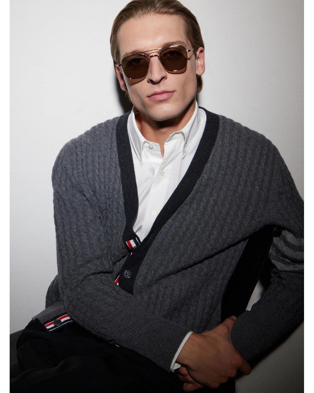 Thom Browne Natural Aviator-Style Titanium Sunglasses for men