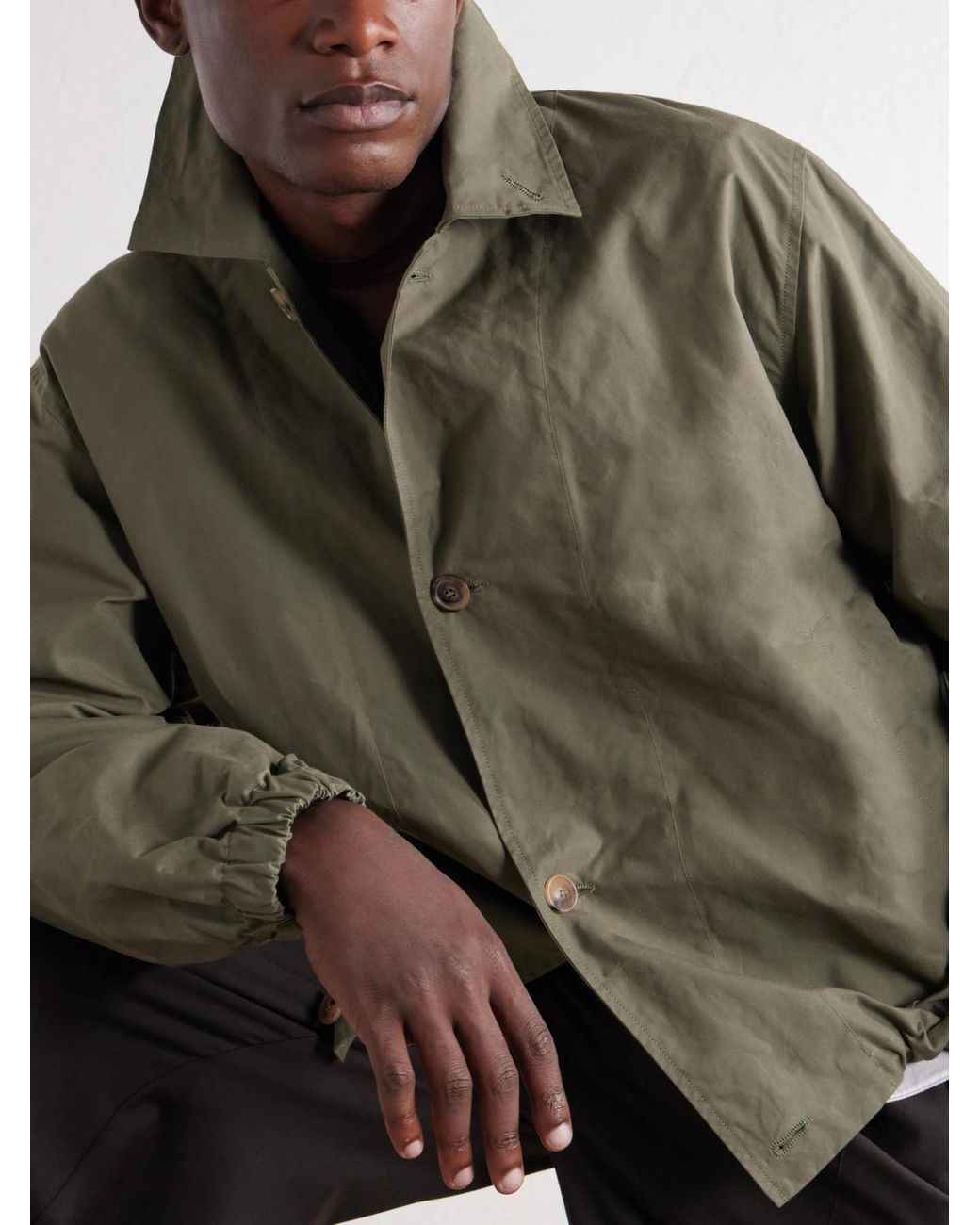 Ghiaia Green Waxed Cotton-Canvas Jacket for men