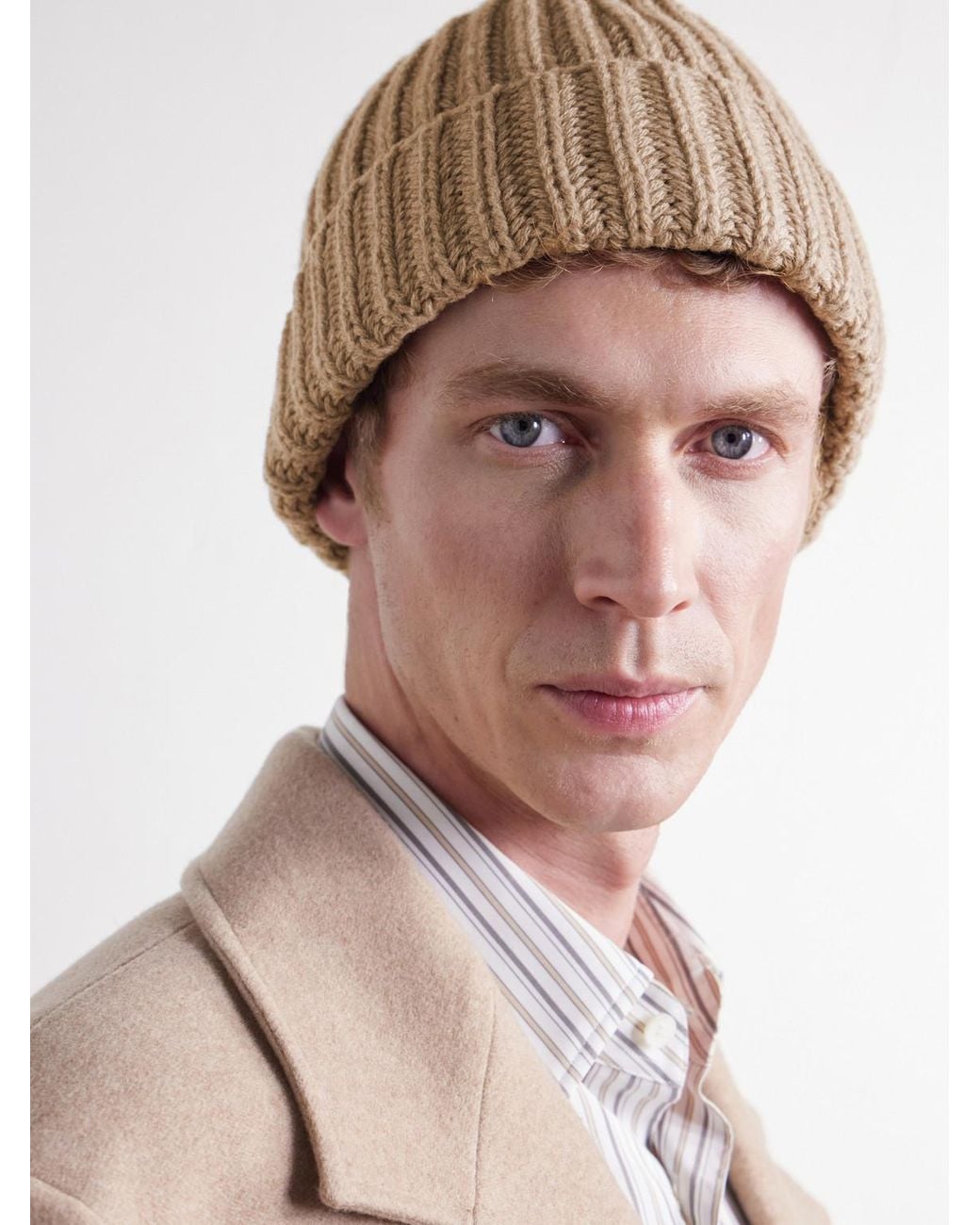 STÒFFA Natural Ribbed Cashmere Beanie for men